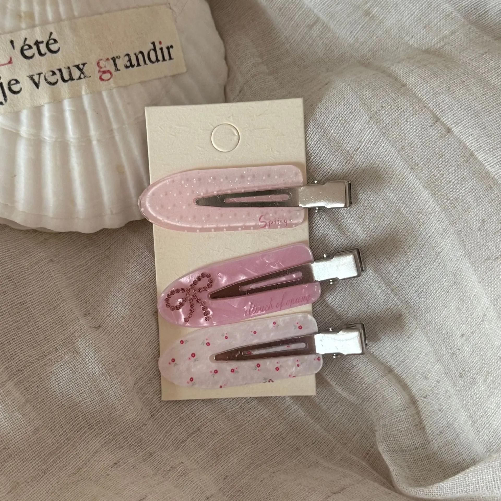 3-teiliges Set Strass-Haarspangen für Seitenponys, Niedliche Nahtlose Haarklammern, Haarspangen, Kopfbedeckungs-Sets, Koreanische Süße Liebe, Neue Haarschmuck-Geschenke – Detail 4