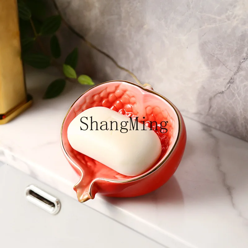 

CL Ceramic Soap Rack Soap Box Drain Soap Box Creative Pomegranate Toilet Box Light Luxury Shelf