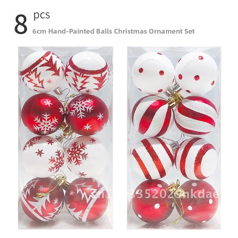 

New 6cm Christmas decoration painted ball combination suit decorative ball pendant Christmas tree red and white ball ornaments