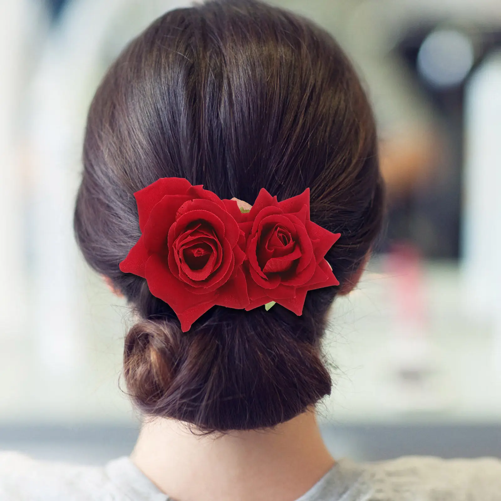 1Pcs Red Rose Flower Hairpin Exquisite Flannel Artificial Flower Brooch Wedding Bride Groom Party Clothing Hair Accessories