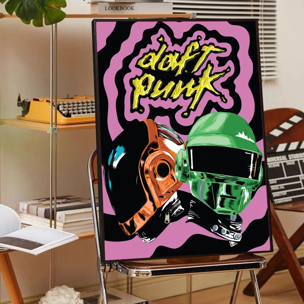 Around The World Daft Punk Self-adhesive Art Poster Whitepaper Sticker DIY Room Bar Cafe Wall Decor