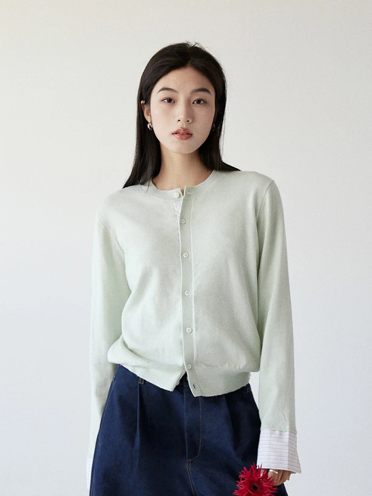 

Boran Women's round Neck Casual Slim Fit Shirt Sleeve Open Cardigan Sweater Soft Polyester Acrylic Nylon Wool Blend Long Sleeve