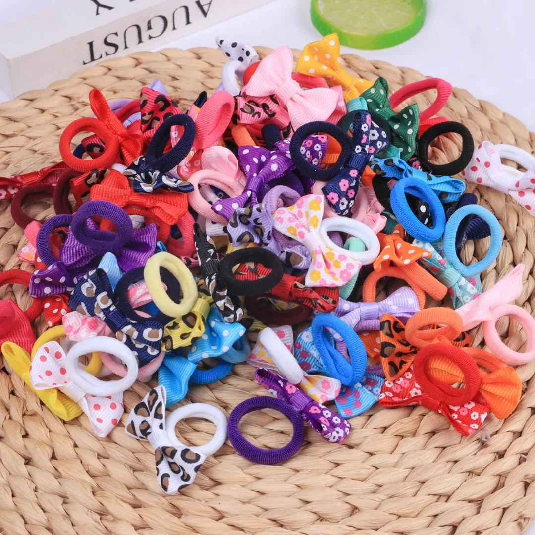 10/20/30PCS Cute Hair Bows Headbands Newborn Girls 1.5\'\' Flower Bows Elastic Hair Bands Baby Hair Accessories for Kids