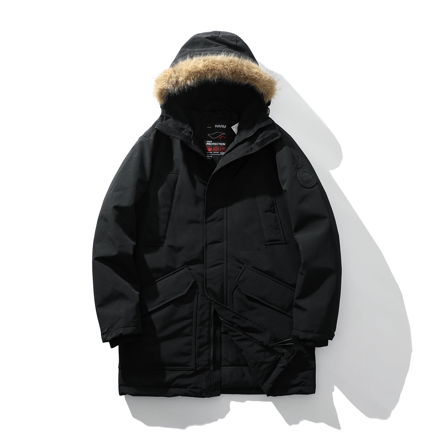 

Trade King Men's Winter Thiened Cotton Jaet Warmth Fur Collar Workwear Anti-Cold Faion Urban Sle Youth Daily Use