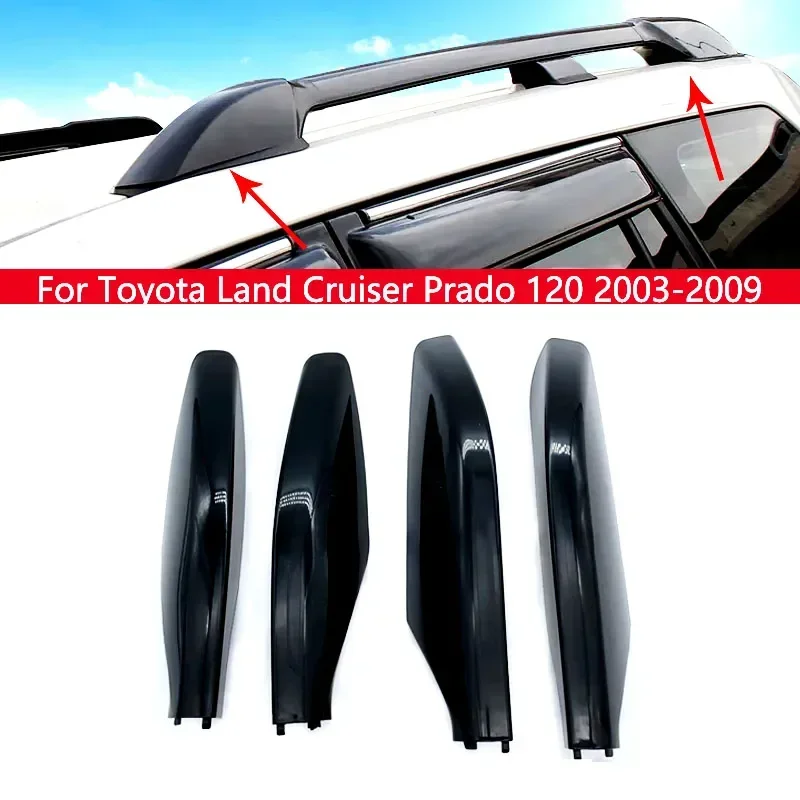 Acessórios de substituição preto prata para toyota land cruiser prado 120 2003-2009 rack de teto do carro tampa da trilha final guarnição capa habitação