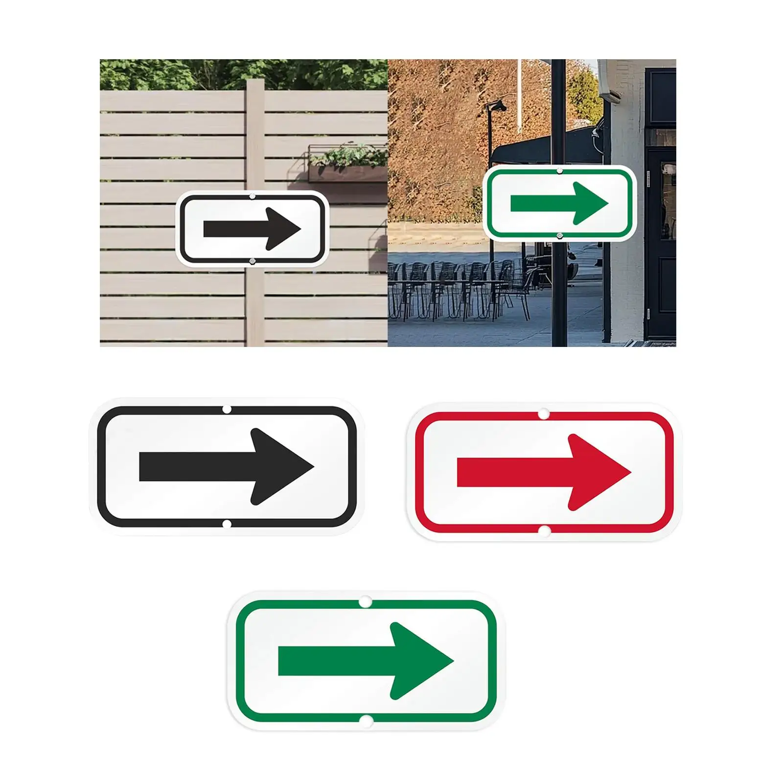 Arrow Sign Reflective Sign with Pre Drilled Mounting Holes Symmetrical Arrow Symbol Sign for Directions Waterproof Heavy Duty