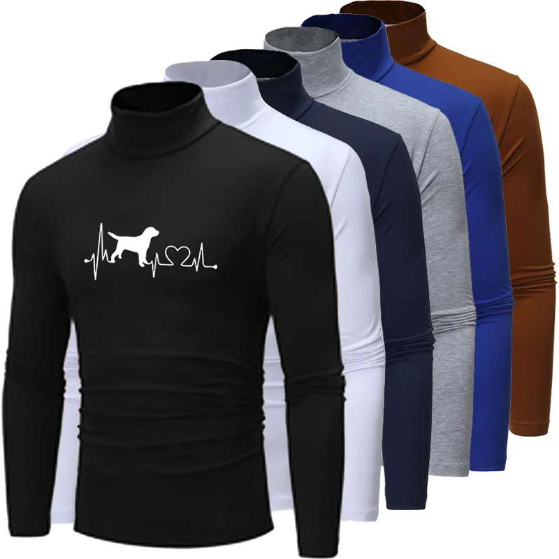 

Winter Spring Autumn Men's Bottom Shirt High Elasticity Men's Quality Casual Long Sleeve Sports Turtleneck Slim Base T-Shirt