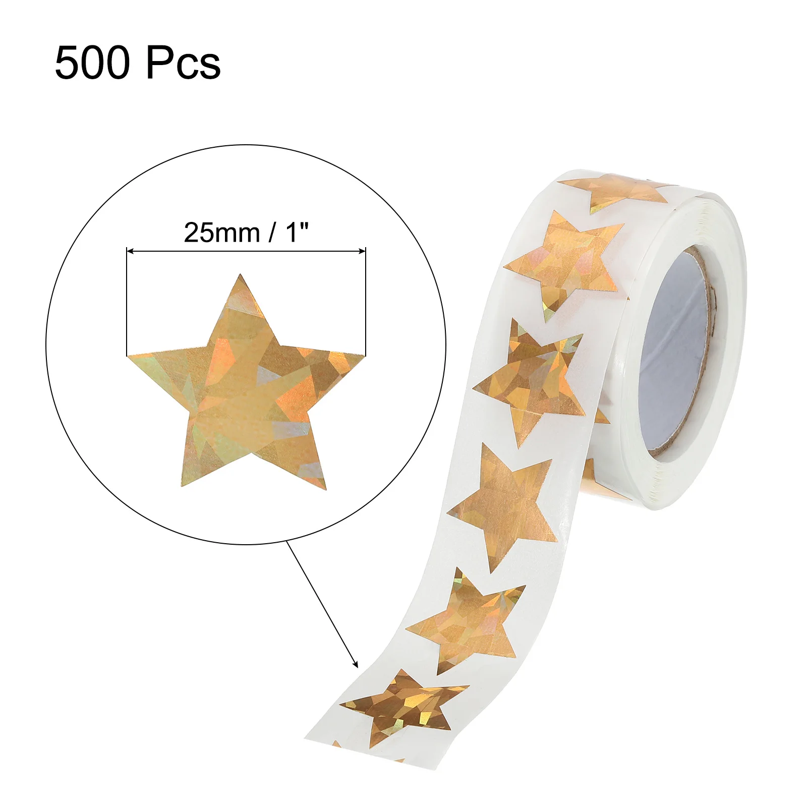 1/2Roll Laser/Glitter Star Stickers 25mm Self-Adhesive Sparkling Labels Stationery Stickers for Notes Greeting Cards Gift Boxes