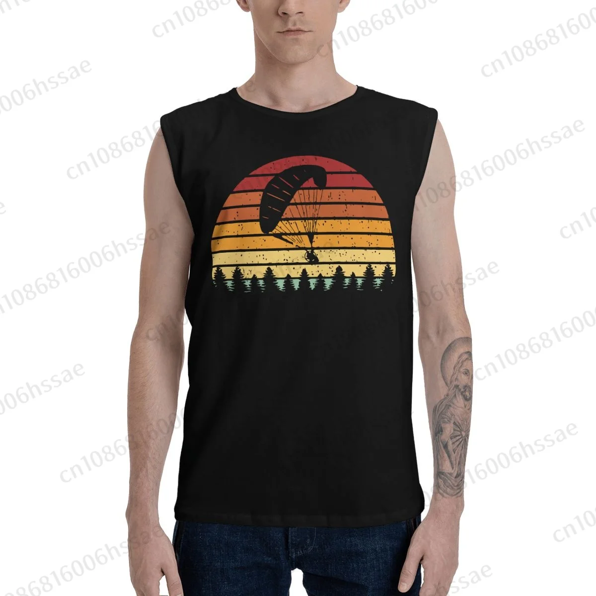 Sunset Paragliding Summer Sports Tank Tops Men's Breathable Sleeveless T-shirt Vests Run Clothing