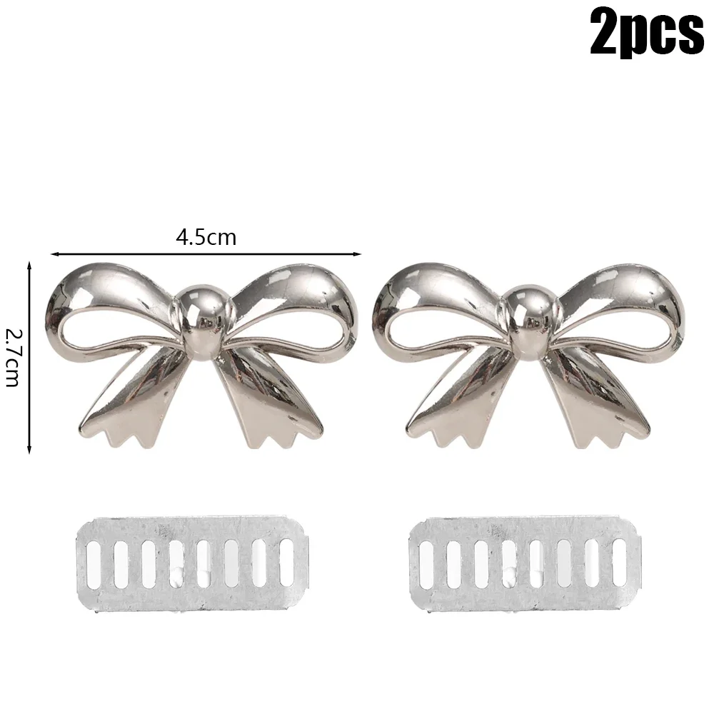 2sets Cute Bowknot Metal Decoration Buckle for Bag Shoes Clip Clasp DIY Webbing Bag Eye-splice Pin Buckles Bow Button Accessory