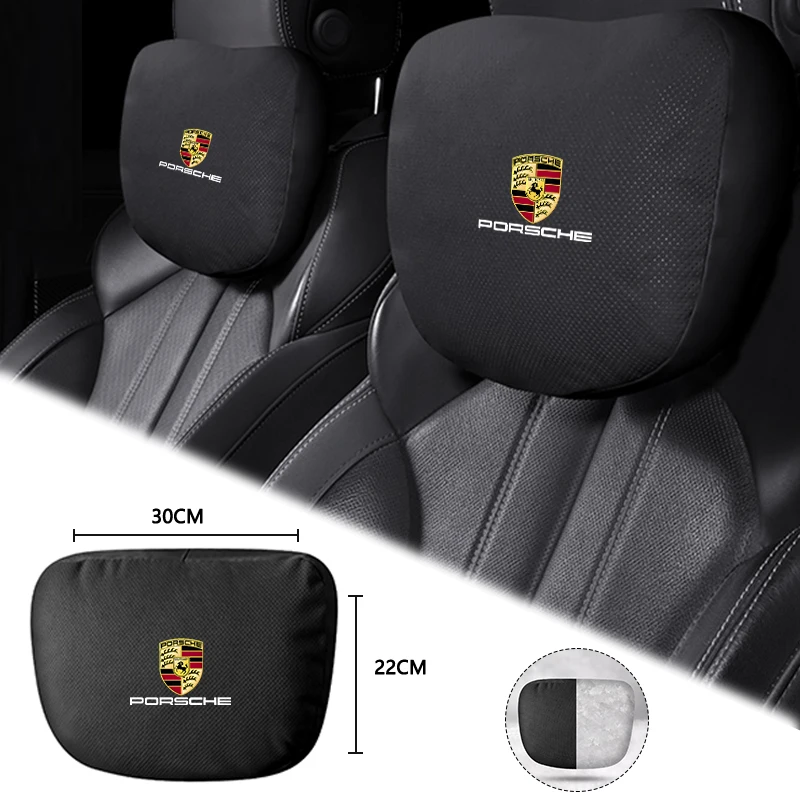 1Pc Car Seat Headrest Auto Emblems Neck Pillow For Porsche 911 918-Spyder 928 944 968 Boxster Carrera-GT Cayenne Macan Panamera