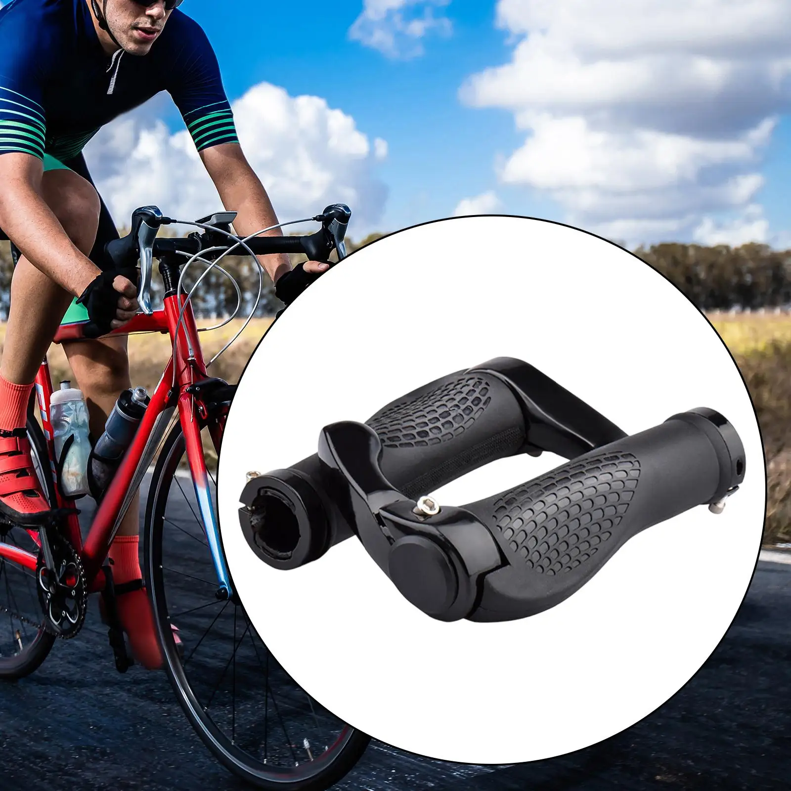 قطعتان من ملحقات مقابض مقود الدراجة البديلة لقطر 0.87 بوصة خفيفة الوزن احترافية غير قابلة للانزلاق من المطاط الأسود