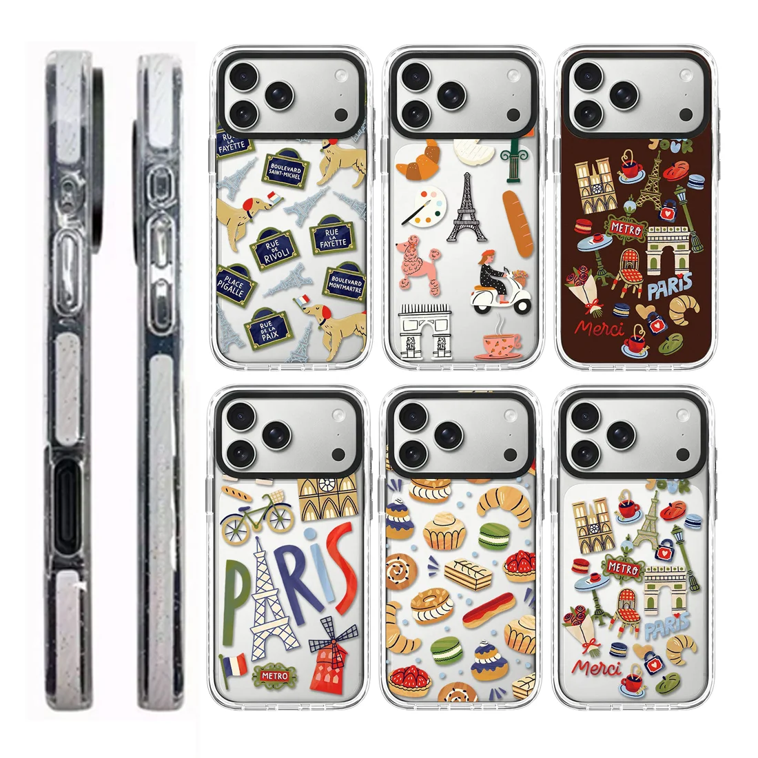 

French Bread Pattern Acrylic White Border Magnetic Phone Case Cover for IPhone 12 13 14 15 16 17 Pro Max Case for IPhone 17 Air