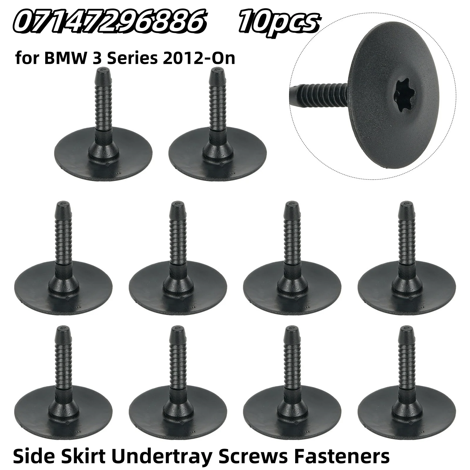 10Pcs Side Skirt & Undertray Plastic Screws Fasteners T27 Drive 07147296886 FOR BMW 3 Series 2012 – On Rocker Panel Fender Clip