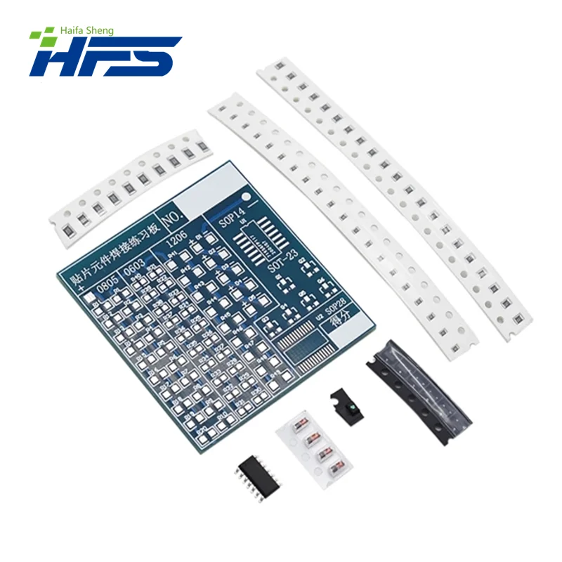 Papan sirkuit DIY SMT SMD solder papan latihan DIY Kit peralatan elektronik latihan keterampilan Fanny 77 buah Komponen