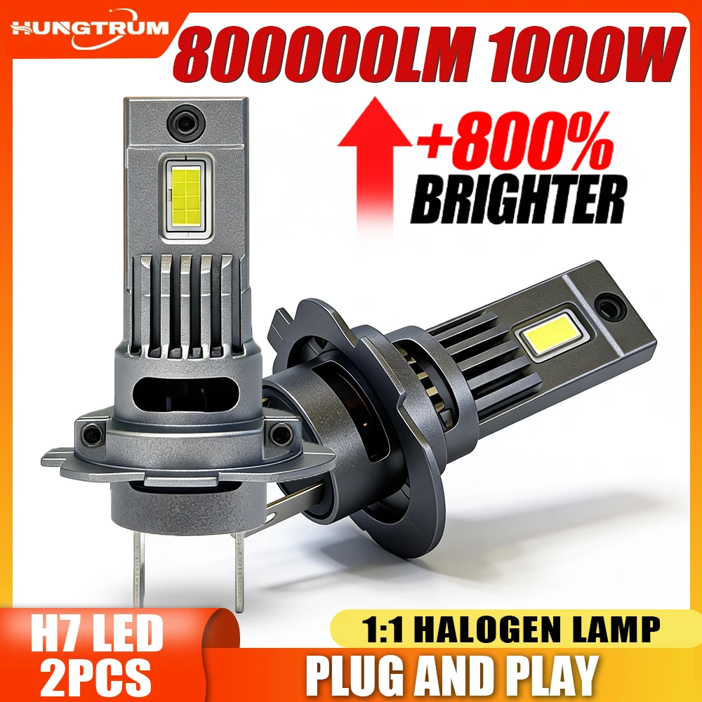 

800000LM 7035 CSP CHIPS Upgraded H7 LED Headlight 6000K Plug And Play CANBUS Car Lights 1:1 Halogen Design With Fan Headlamp 12V