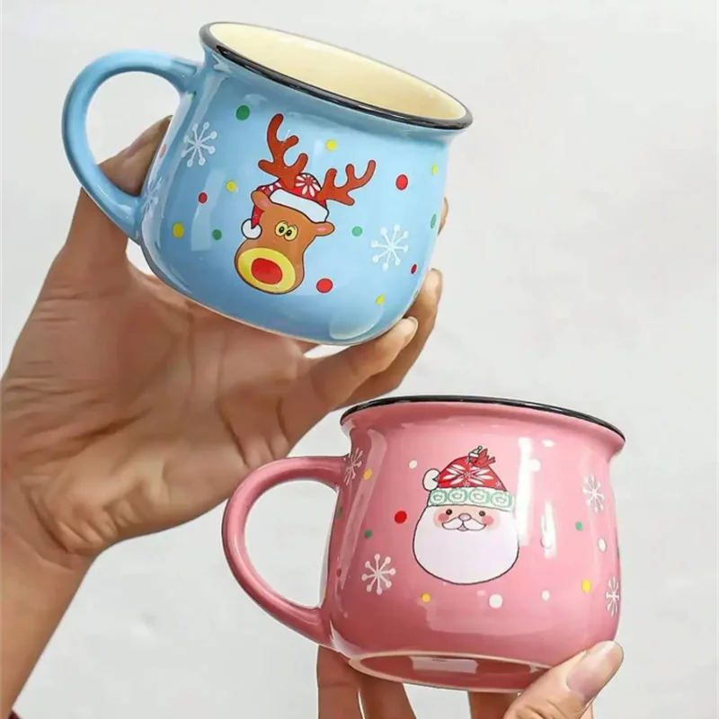 السيراميك عيد الميلاد موس القدح الكرتون سانتا كوب فنجان القهوة 150 مللي أكواب الكاكاو الساخن الحلوى الإفطار الحليب القدح للأطفال هدية عيد الميلاد