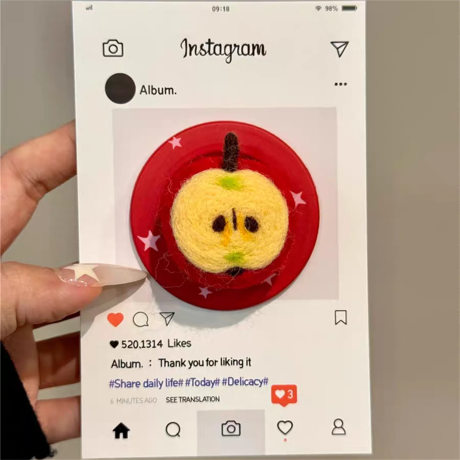 

Магнитная подставка с мультяшным фетром и яблоком для Magsafe Grip Tok Griptok, кронштейн, держатель для телефона, поддержка IPhone, Samsung, Pad Smart Tok