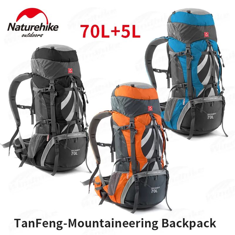 

Naturehike Outdoor Climbing Bag Rucksack Backpack 70+5L Hiking Bag Rain Cover Nylon Sports Waterproof Camping Travel On Foot