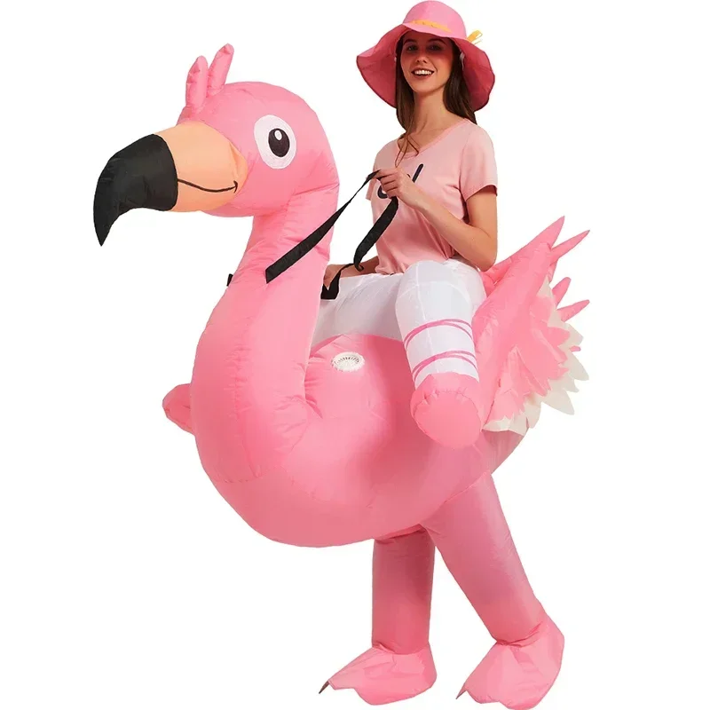 Adult Kids Pink Flamingo Inflatable Costume Halloween Christmas Carnival Children's Day Holiday Party Cosplay Birthday Gift