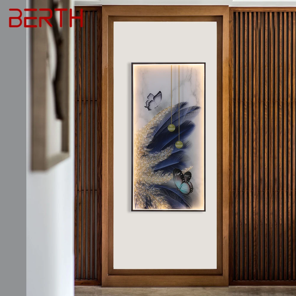 

BERTH Modern Wall Lamps Feather Figure LED Sconces Rectangle Mural Light Creative Home For Aisle