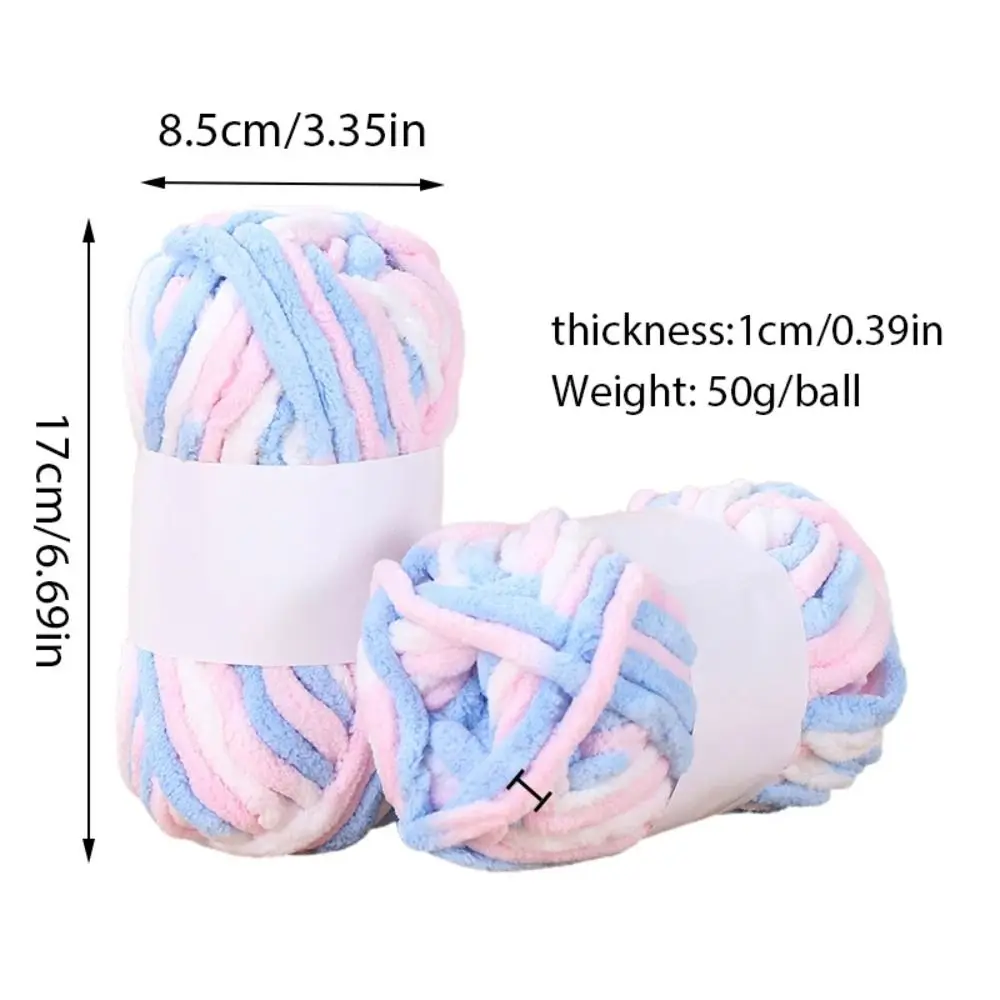 ใหม่ 50g/ball ICE Strip ด้ายเส้นด้ายที่มีสีสันหนาขนสัตว์หยาบ DIY โครเชต์ผ้าพันคอ Anti-Pilling Chenille ถักมือเส้นด้าย