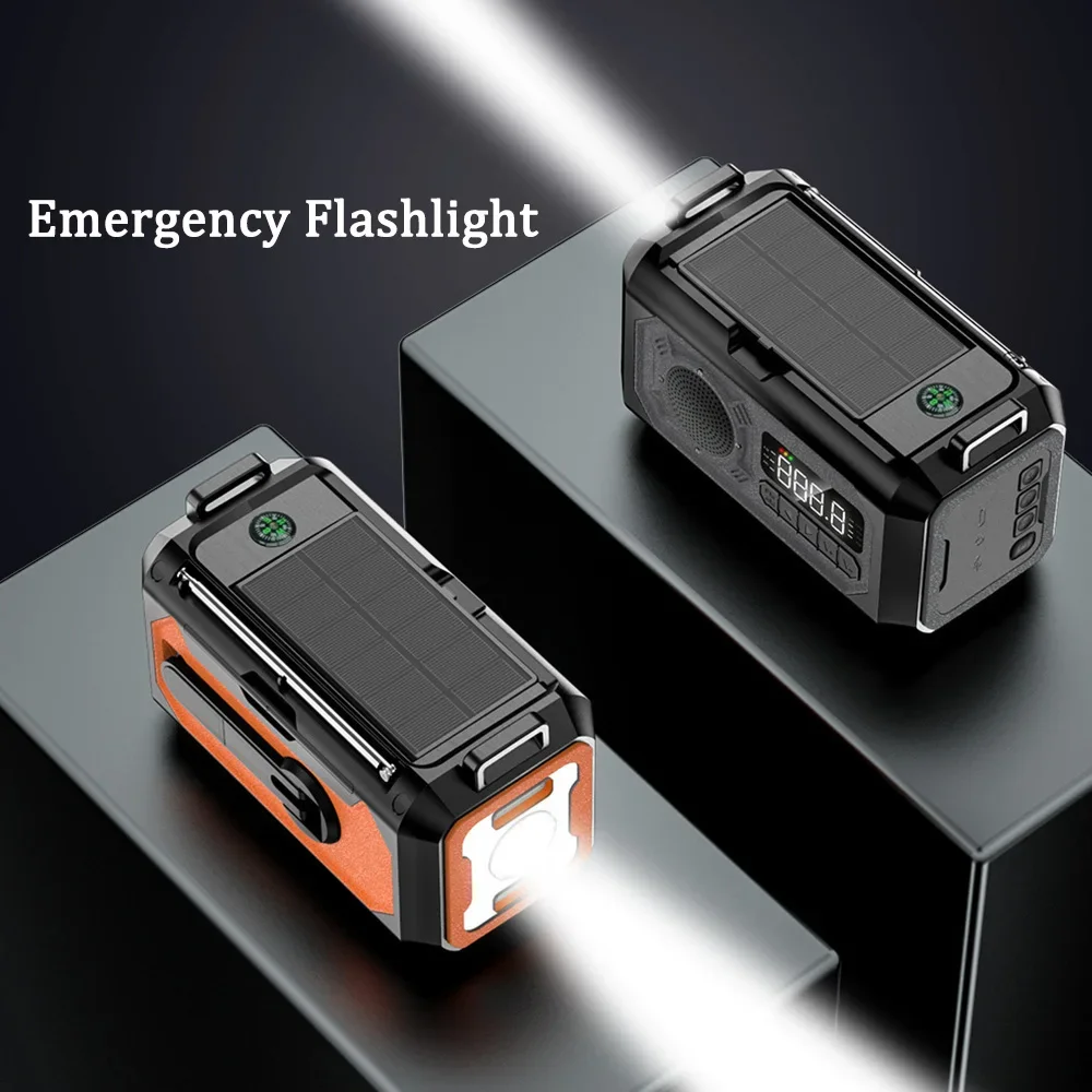 

12000mAh Portable Radio With Hand Cranked Solar Charging AM FM WB With LED Flashlight Portable Power Bank Outdoor Emergency Radi
