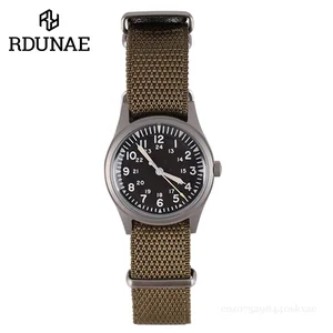 RDUNAE Zaman Askeri, Retro Erkekler, 316L Paslanmaz Çelik, Mineral Cam, K1, Kuvars, Spor Aydınlatma, Saat, Pilot, RA03, G10, 34,5 mm Erkek sesi için zamanında en iyi 10 satış-no. 8
