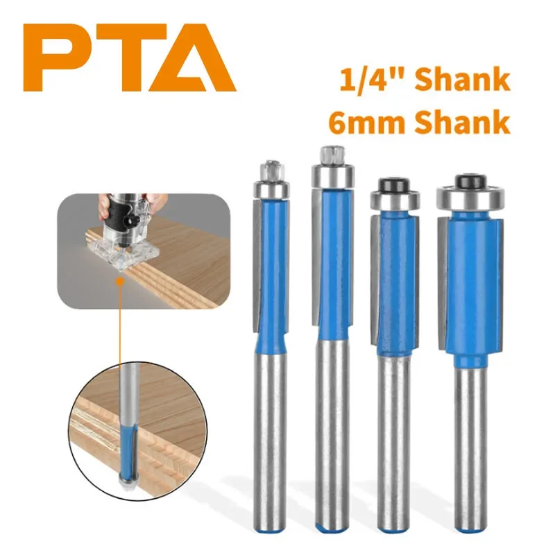 

6mm 6.35mm Shank Flush Trim Router Bit With Bearing Woodworking Milling Cutter Face Mil For Wood Engraving Machine Trimming Tool