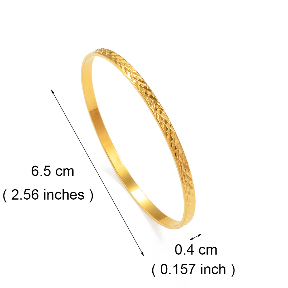 Anniyo 3PCS/Lot, Wholesale Arab Dubai Bangle for Women Girls Gold Color African Wedding Bracelet Jewelry Middle East  #152416