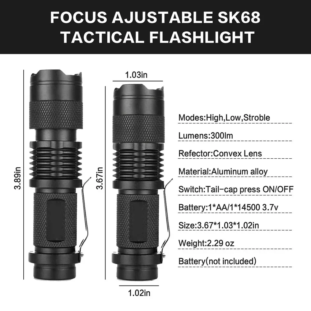 LED Mini Flashlight AA 14500 Battery Waterproof Outdoor Camping Powerful Led Flashlight For Hiking Bicycle Fishing Lighting