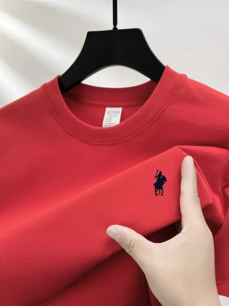 2026 Zomer Heren Gebreide Katoenen T-shirt met Korte Mouwen, Modieus en Comfortabel, Geprint, Ademend