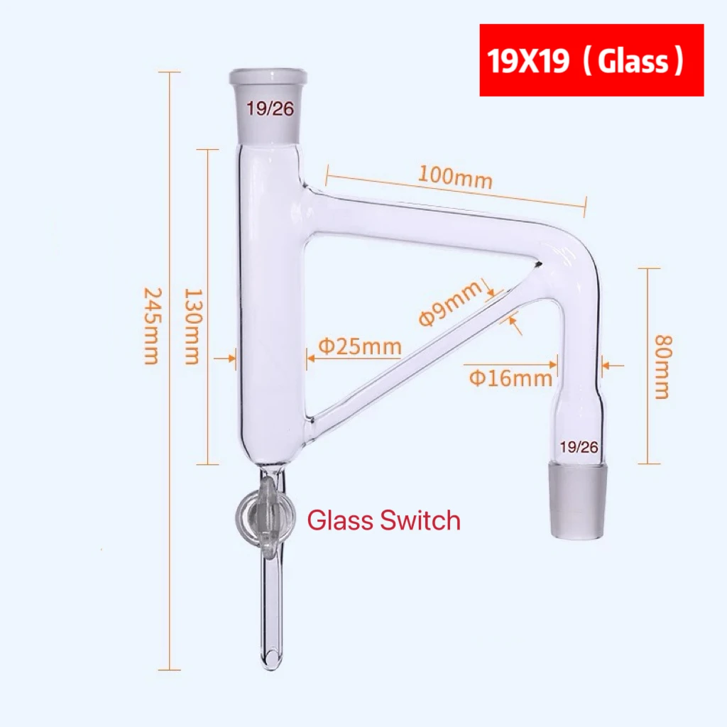 

19/26 24/29 29/32 Distillation Receiver Adapter,Glass/PTFE Piston Valve,Glass Water Separator