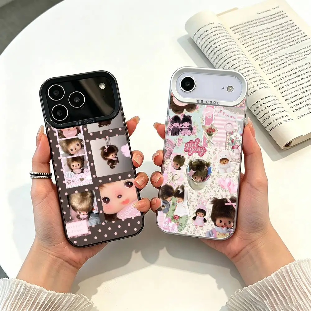 Cute M-monch-hichis Phone Case For IPhone17 11 12 13 14 15 16 Pro Max Plus Cover Colored Silver Funda Bumber