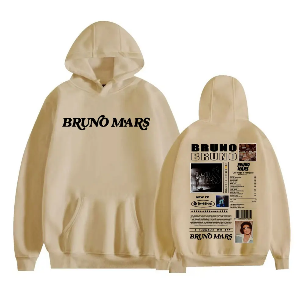 Rapero Bruno Mars álbum Tour Merch con capucha hombres mujeres moda Vintage Hip Hop sudadera manga larga Sudadera con capucha de gran tamaño ropa de calle