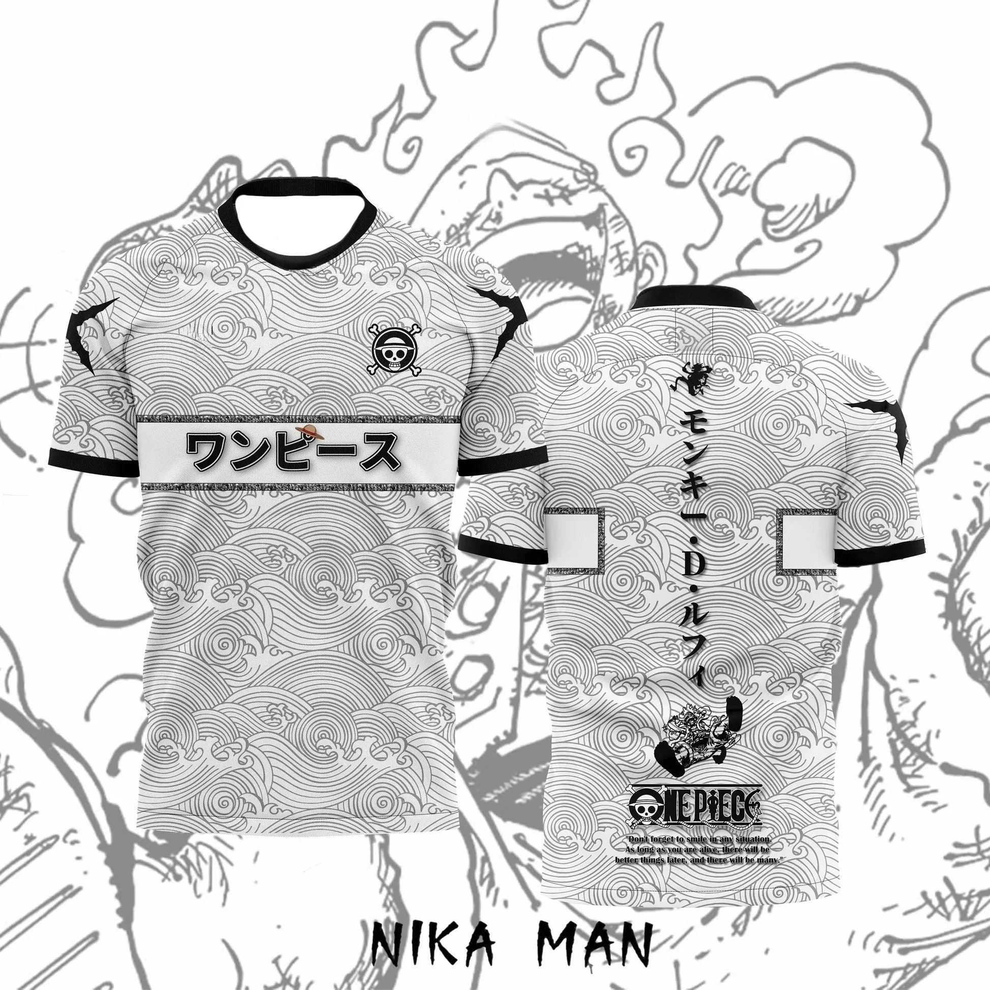 Bandai 2026 One Piece Anime LUFFY GEAR 5 Neutral Football Shirt T-shirt Summer Sports Shirt Casual Top Y2k Family Matching
