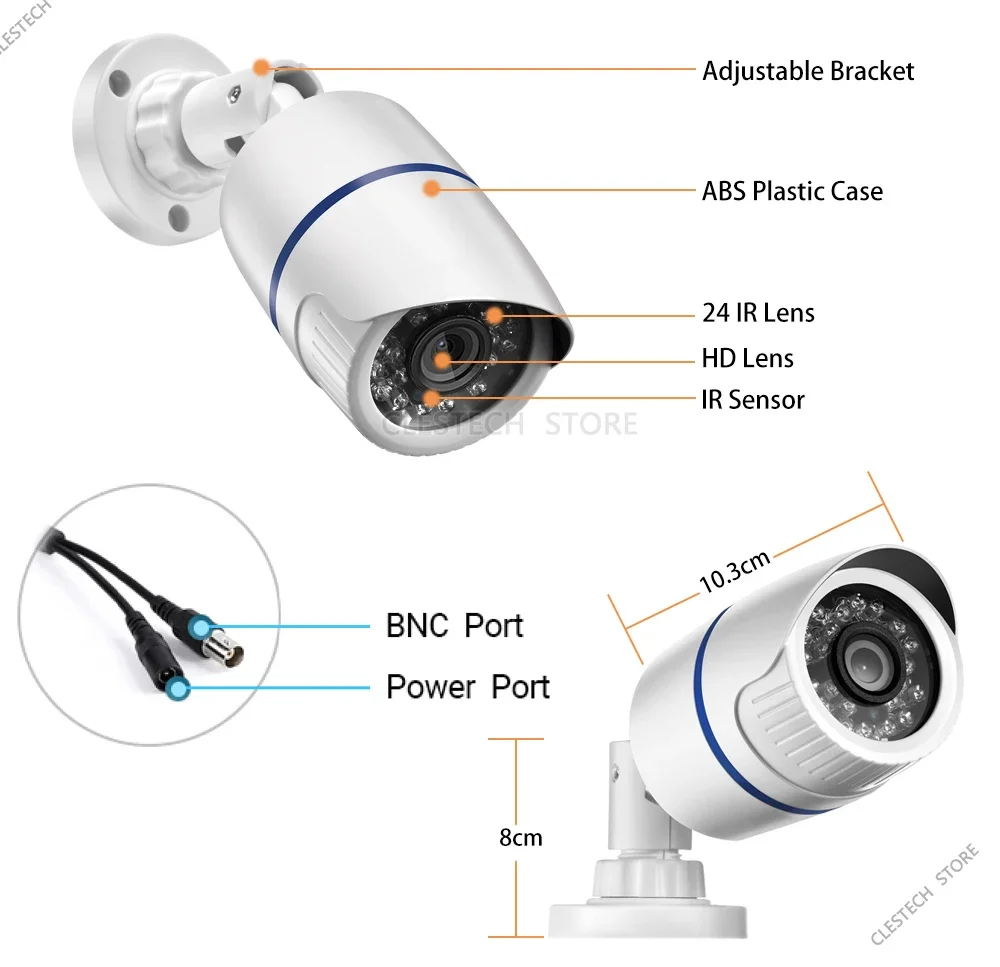 Imagem -02 - Câmera de Segurança Digital para Casa Mini Cctv Ahd Câmera iv 4in 1080p 4mp 5mp 2mp 5m-n Impermeável Ip66 4in 1