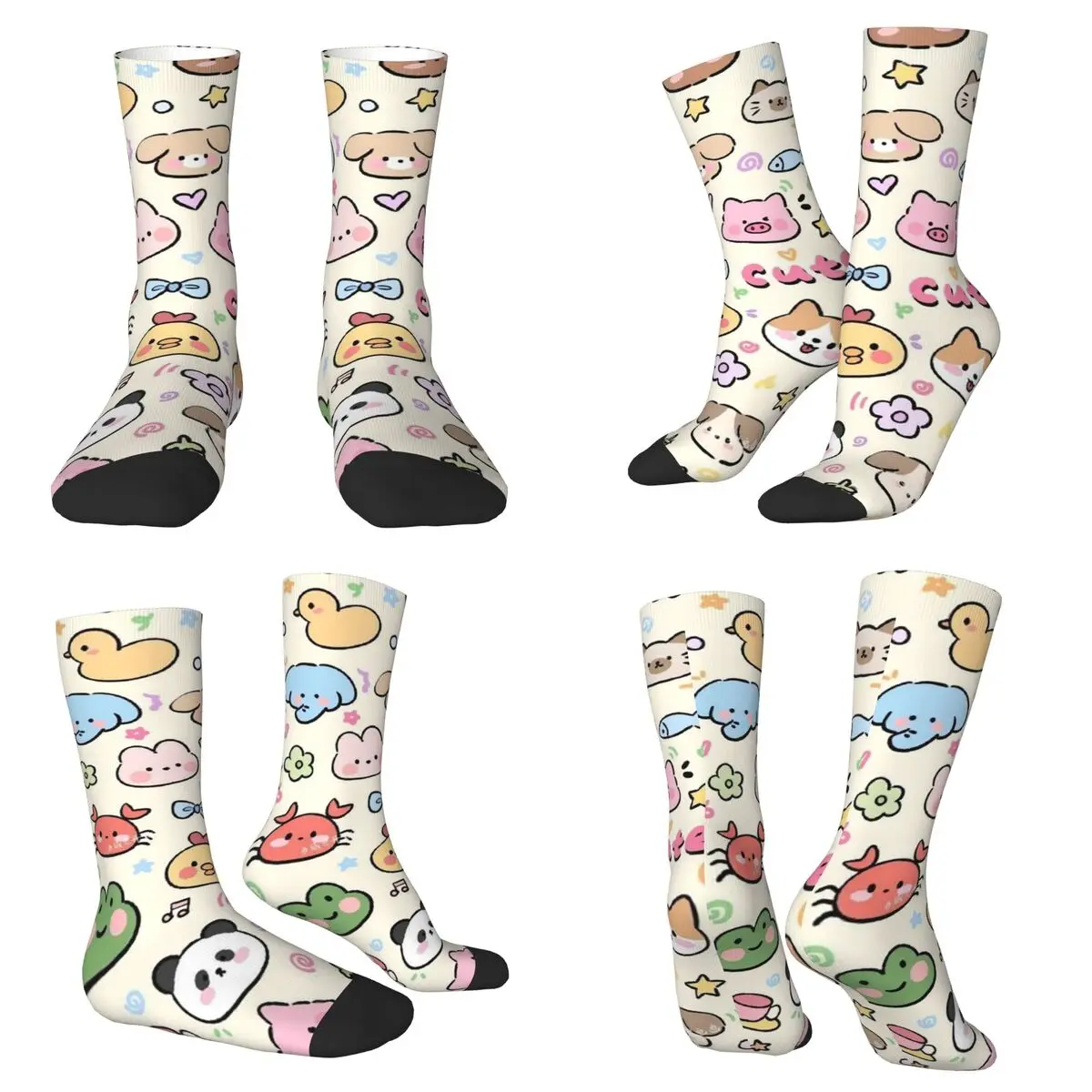 

Cartoon Animal Pattern Socks Sweat Absorbing Stockings All Season Long Socks Accessories for Man's Woman's Birthday Present