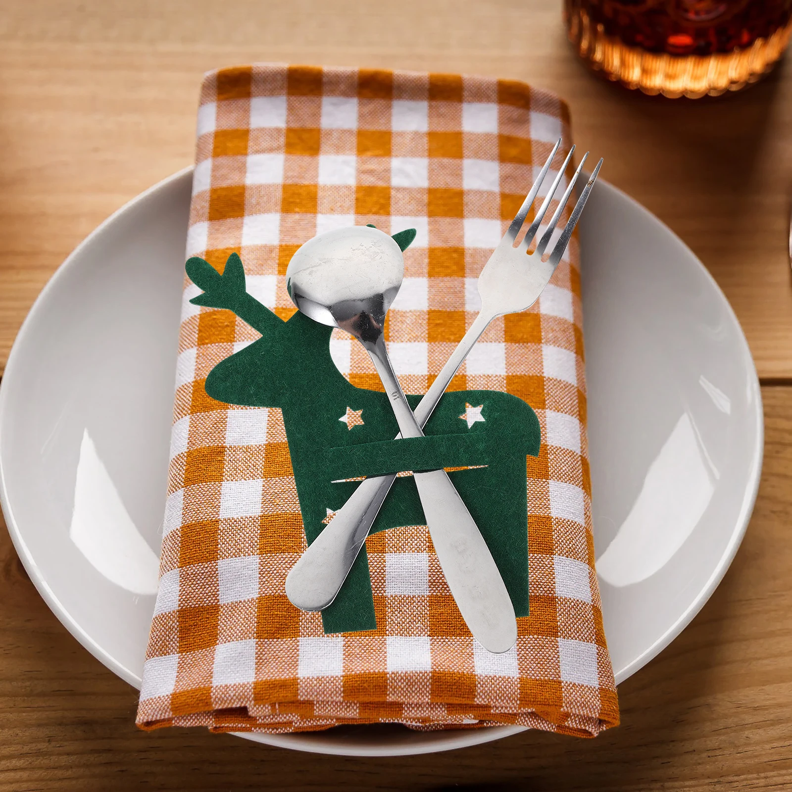 

4 Pcs Xmas Cutlery Holders Elk Tableware Set Indoor Shape Bags Man Christmas Pouch