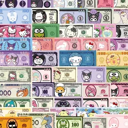 10/30/50pcs Cute Dollar Sanrio Stickers Anime Hello Kitty Kuromi KEROKERO KEROPPI Decoration Decals Kawaii Cartoon Toys Gift