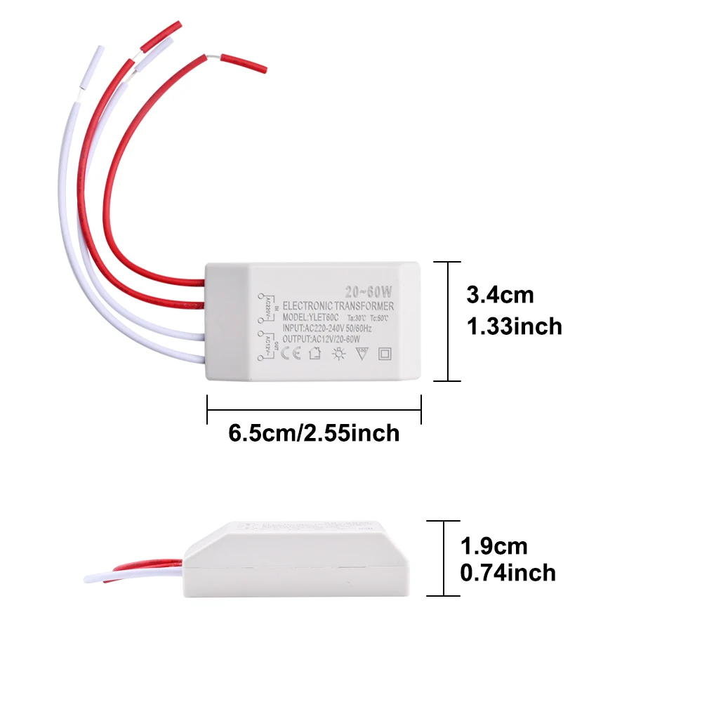 20-60W LED Driver AC 220V to AC 12V Halogen Lamp Voltage Converter LED Light Electronic Transformer