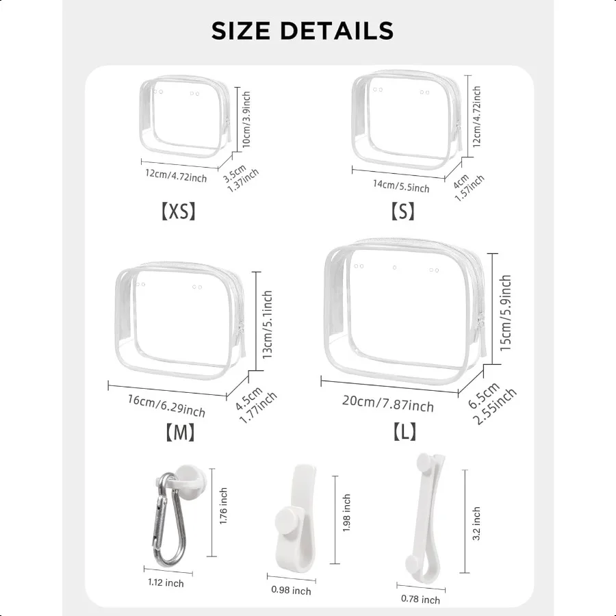 4er-Pack durchsichtige Bogg Beach-Make-up-Taschenzubehör mit 3er-Pack Einlegehaken für Bogg-Taschen, durchsichtige Bogg-Make-up-Taschen, Telefonhalter für Bo