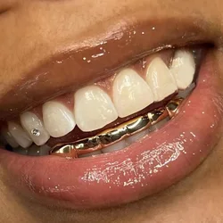 Razelz-colmillos Grillz de dientes brillantes para hombre y mujer, tapas de dientes chapadas en oro de 14 quilates, estilo Hip Hop, joyería para regalo de Halloween