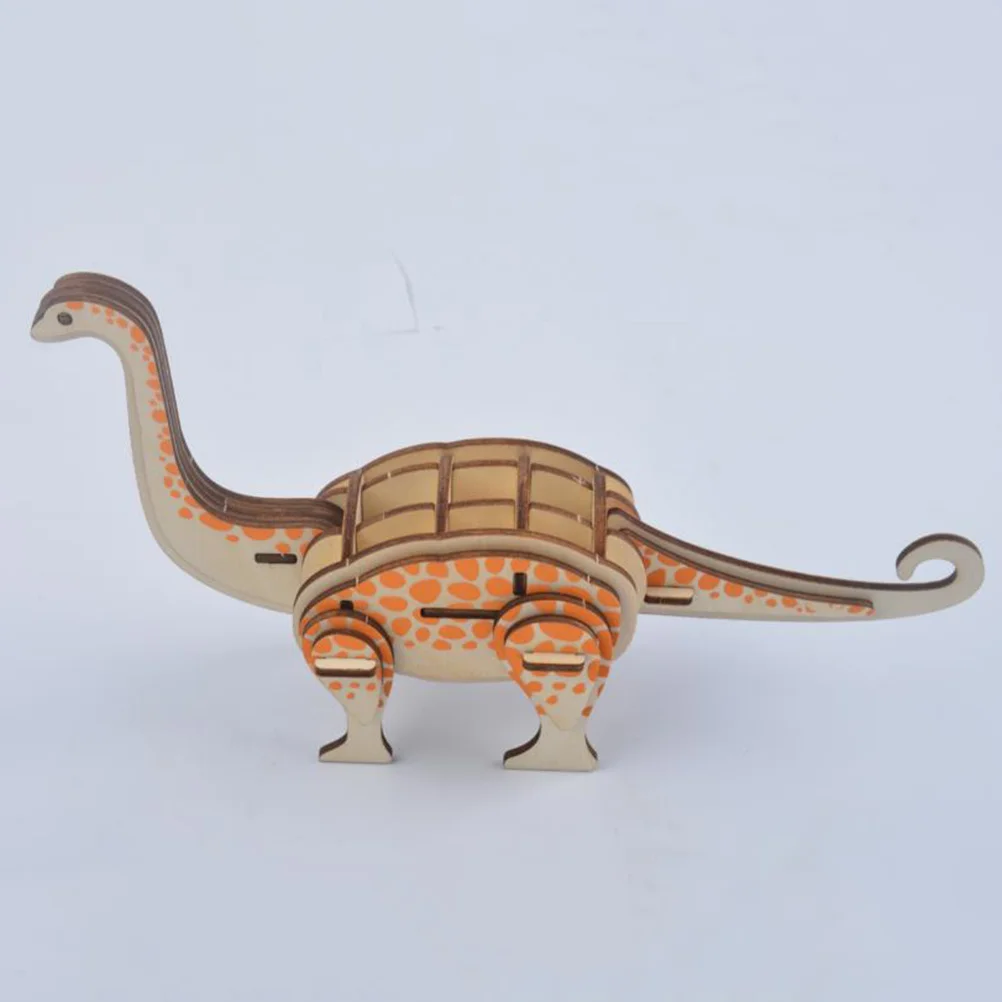 

3D Wooden Dinosaur Diy Assembled Jigsaw Lifelike Design Educational Puzzle For Kids Creativity Development