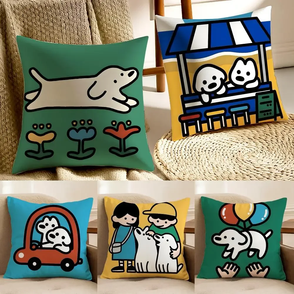 Adorable Graphic C-Cute Cartoon Dog Cushion Cover Faux fur decorative Dark academia style post Rustic Spa pillow cover