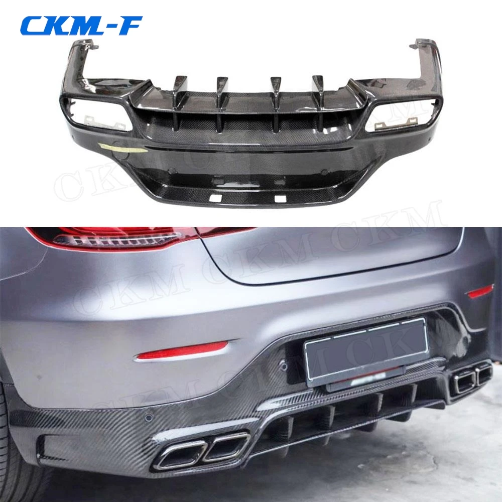 

Carbon Fiber Rear Bumper Lip Diffuser with Exhaust Tips for Mercedes Benz GLC C253 coupe Sport GLC300 GLC250 GLC63 2017-2019