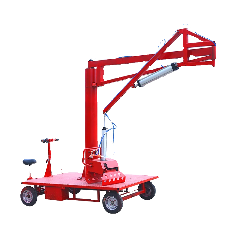 Red Pneumatic Mechanical Gripper Robotic Arm Handling Machine Power Assist Cement Feed Palletizing Mobile Vehicle