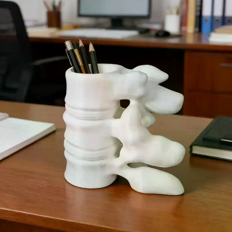 1Pcs 3D Printed Spine Shaped Pen Holder With Creative Fun Design And Sturdy Base For Office Desk Home Study  Staff Gifts