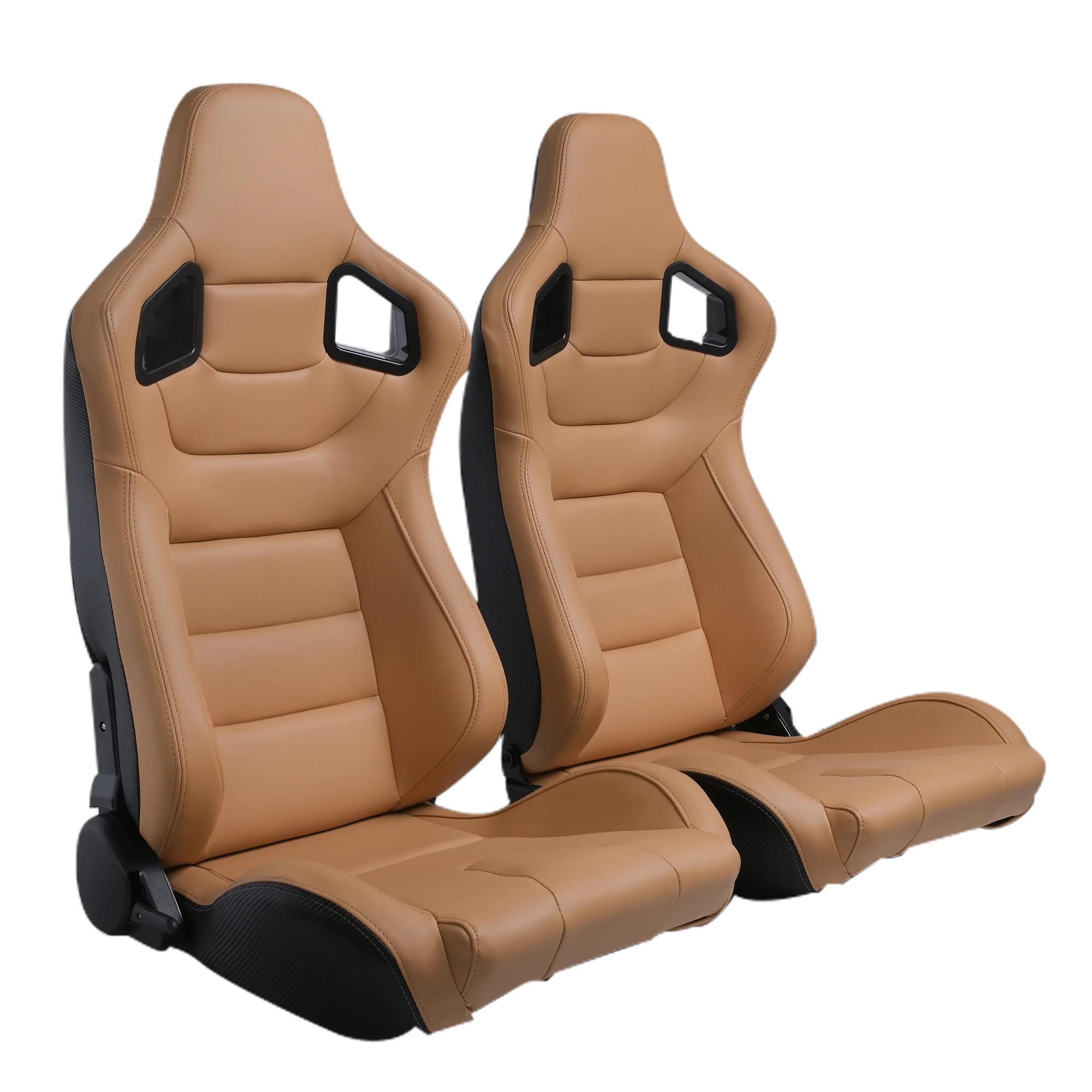 PVC leather carbon look sport tan Color bucket racing seats