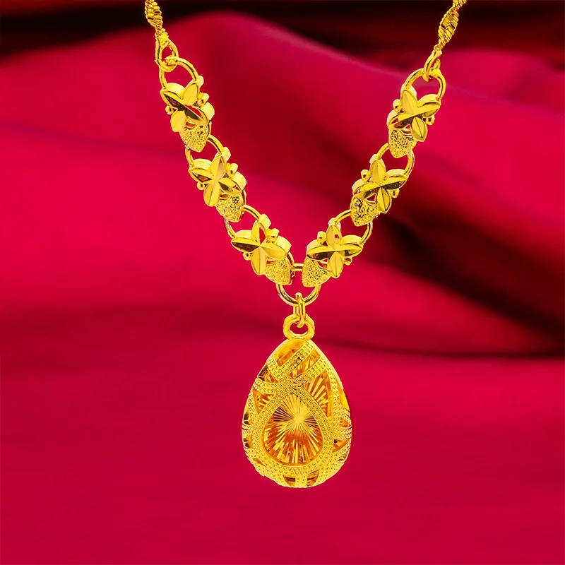 

24K gold AU999 full gold, three-dimensional water drop shape, mirror polished and shining, elegant and flexible in daily wear